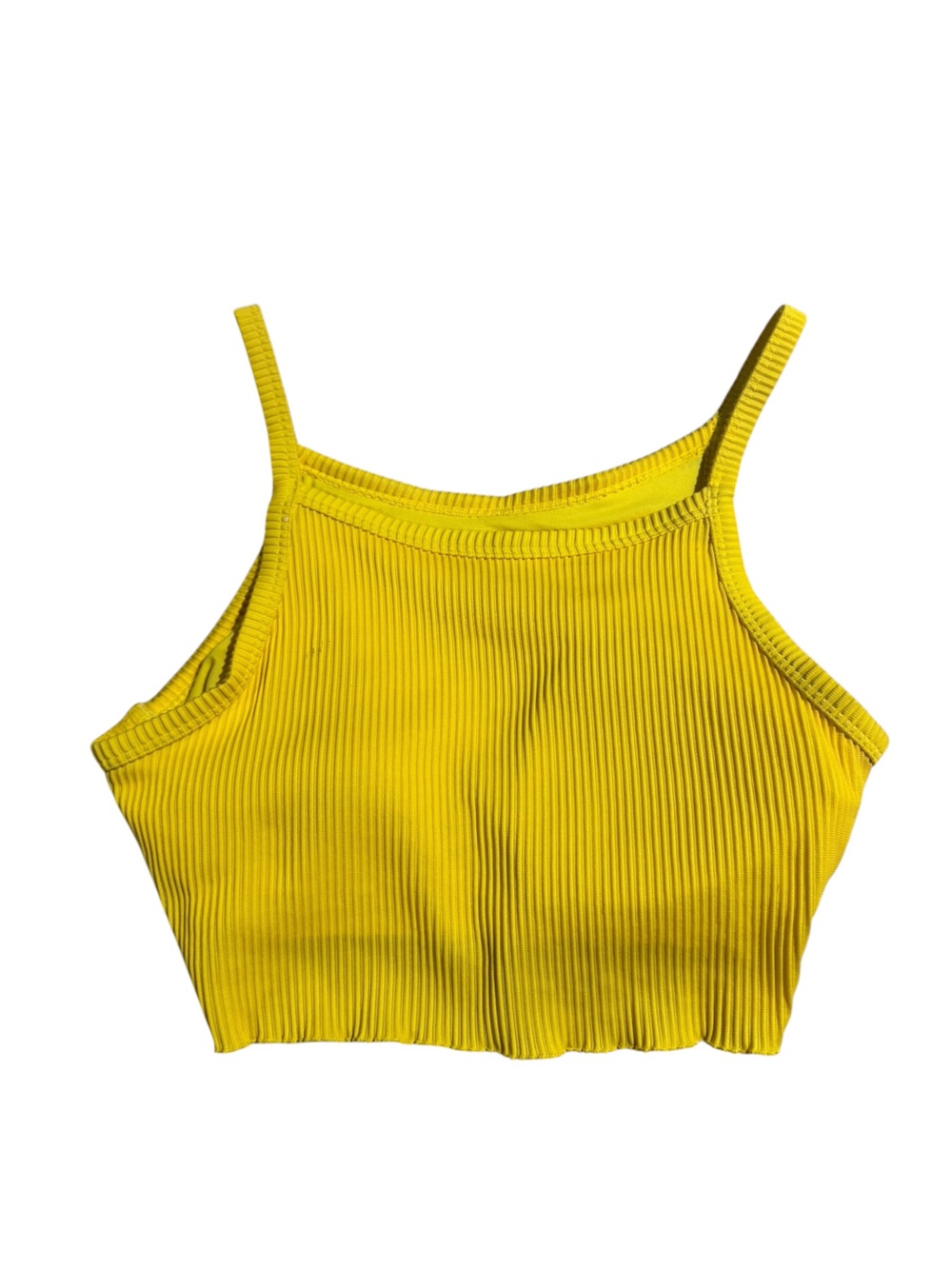 Hollister Ribbed Swim Tank Top Sunny Yellow Bikini Top Medium